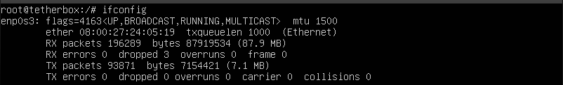 ifconfig showing no IP address